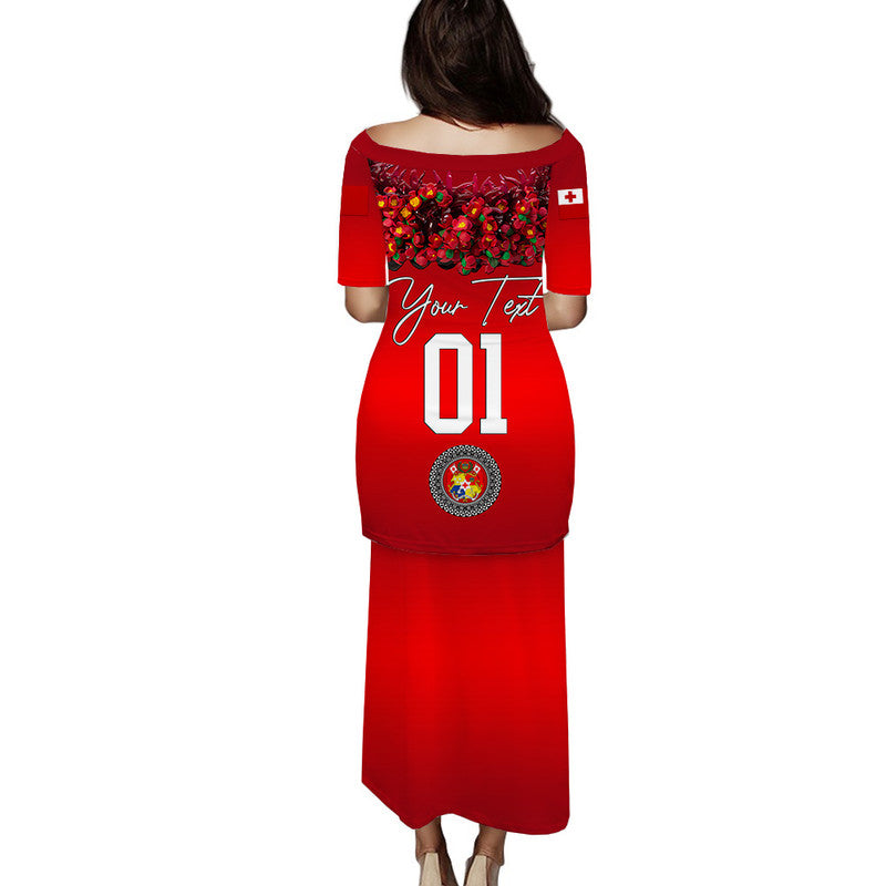 (Custom Personalised) Tonga Emancipation Day Puletaha Dress Independence Day - Unique Kahoa Heilala Flower - Red LT8 - Polynesian Pride
