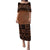 Tonga Ngatu Style Puletasi Dress RLT8 Long Dress Brown - Polynesian Pride