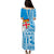 Fiji Puletasi Dress Masi Tapa Patterns Blue Style LT6 - Polynesian Pride