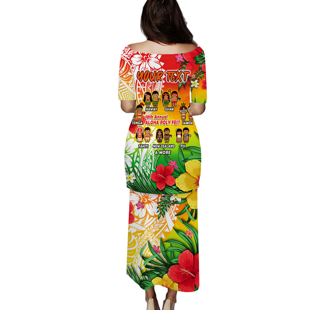 (Custom Personalised) Aloha Poly Fest Puletasi Dress Polynesian Pattern With Tropical Flowers LT14 - Polynesian Pride