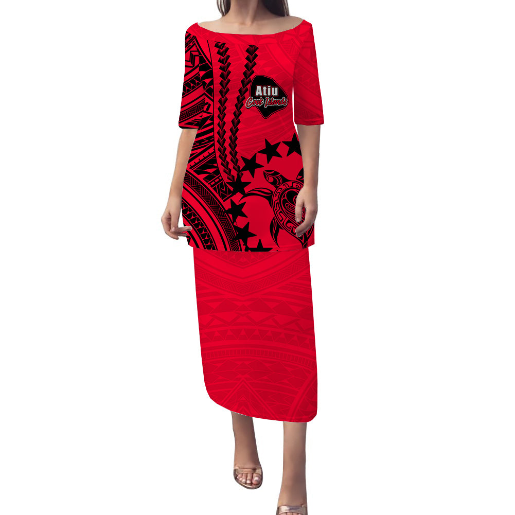 Cook Islands Atiu Polynesian Puletasi Dress LT6 Women Red - Polynesian Pride