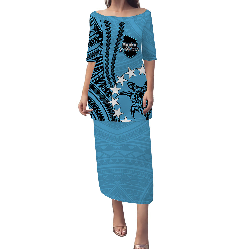 Cook Islands Mauke Polynesian Puletasi Dress LT6 Women Blue - Polynesian Pride