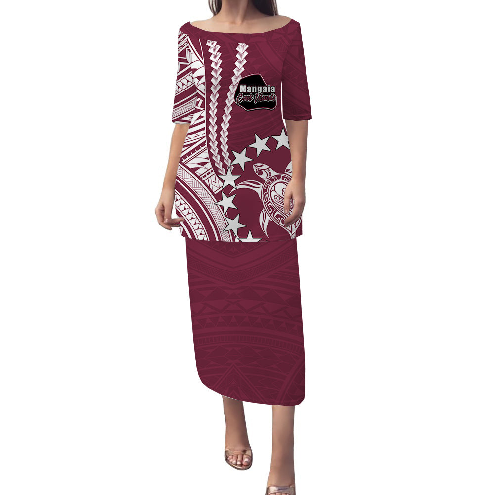 Cook Islands Mangaia Polynesian Puletasi Dress LT6 Women Maroon - Polynesian Pride