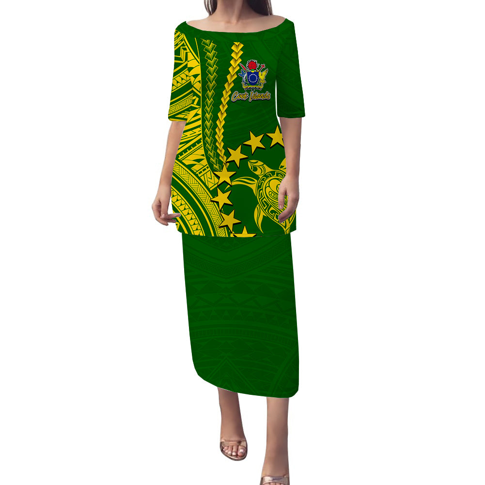 Cook Islands Polynesian Puletasi Dress LT6 Women Green - Polynesian Pride
