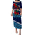 Fiji Patterns With Hibiscus Puletasi Dress LT6 Long Dress Blue - Polynesian Pride