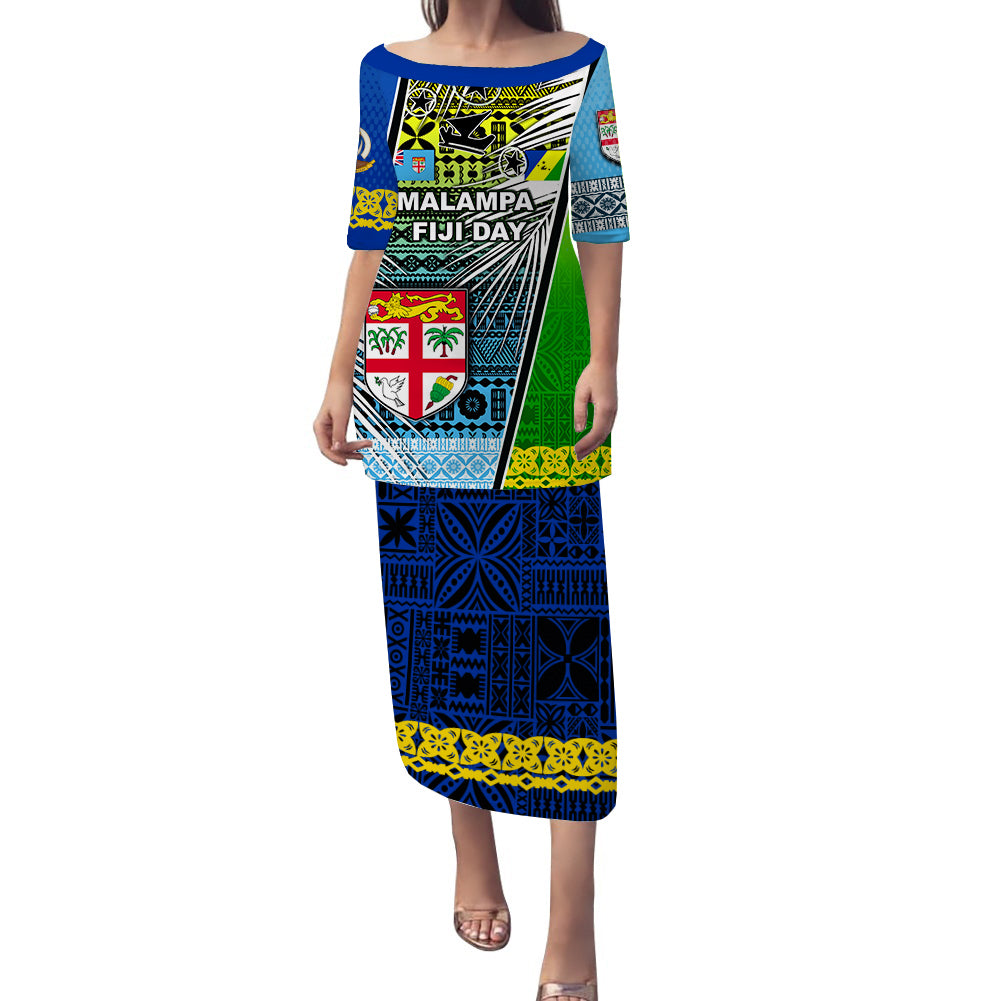 Vanuatu Malampa Fiji Day Puletasi Dress 2022 LT6 Women Blue - Polynesian Pride