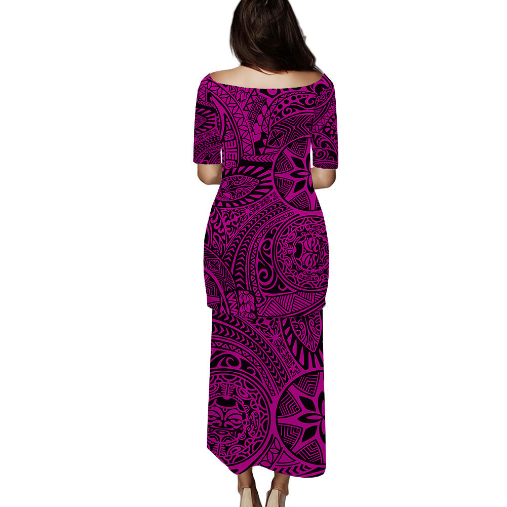 (Custom Personalised) Polynesian Puletasi Dress Tapa Tribal Tattoo Vintage Ver.05 LT14 - Polynesian Pride