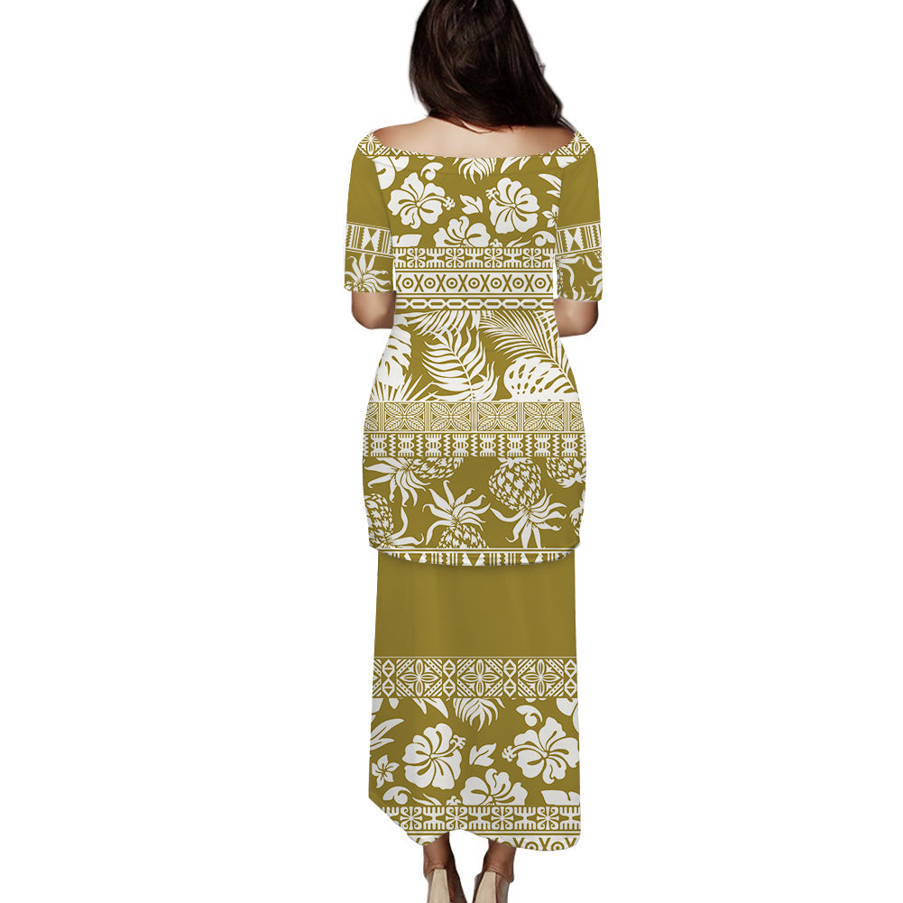 Polynesian Puletasi Dress Hibiscus Tropical Leaves Pattern Ver.02 LT14 - Polynesian Pride