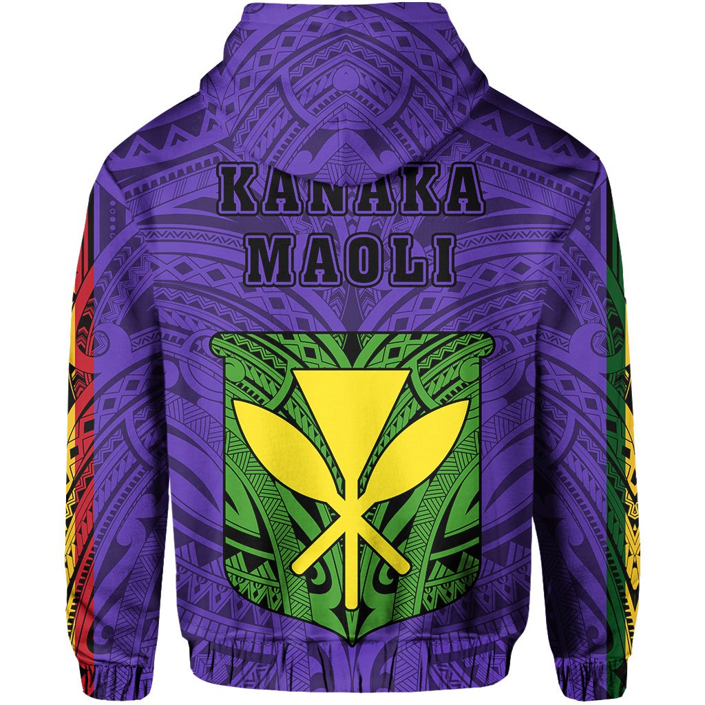 Polynesian Kanaka Flag Kanaka Maoli Hawaii Zip Hoodie Purple - Polynesian Pride