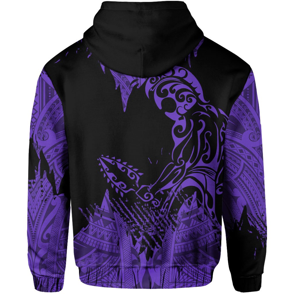 Hawaii Polynesian Hoodie Zip Warrior Ikaika Benjamin Style Purple - Polynesian Pride