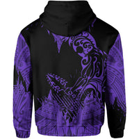 Hawaii Polynesian Hoodie Zip Warrior Ikaika Benjamin Style Purple - Polynesian Pride
