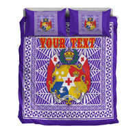 (Custom Personalised) Tonga Pattern Bedding Set Coat of Arms - Purple and White LT4 - Polynesian Pride