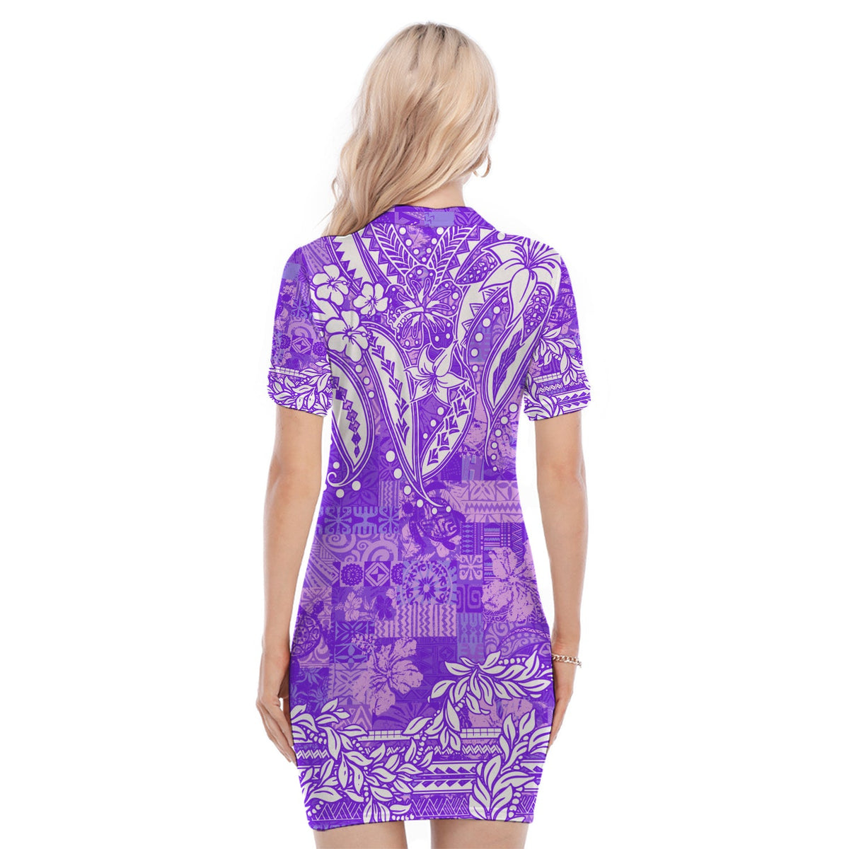 Polynesian Polo Dress Tapa Plumeria Style - Purple LT7 - Polynesian Pride