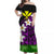Hawaii Off Shoulder Dress - Banana Leaf With Plumeria Flowers Purple - LT12 Long Dress Purple - Polynesian Pride