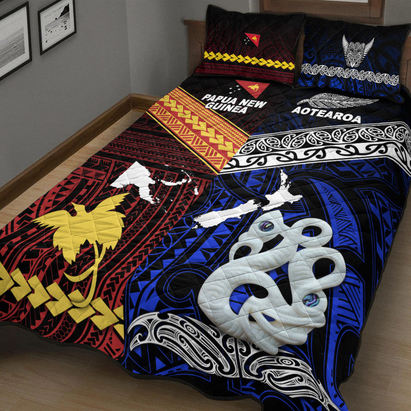 New Zealand And Papua New Guinea Quilt Bed Set Together - Blue LT8 - Polynesian Pride