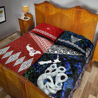 New Zealand And Tonga Quilt Bed Set Together - Blue LT8 - Polynesian Pride