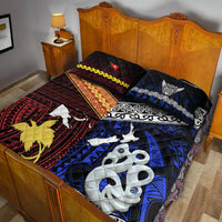 New Zealand And Papua New Guinea Quilt Bed Set Together - Blue LT8 - Polynesian Pride