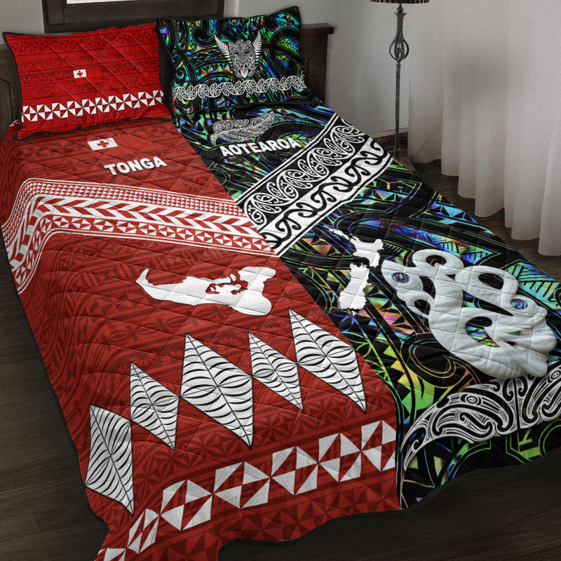 New Zealand And Tonga Quilt Bed Set Together - Paua Shell LT8 Paua Shell - Polynesian Pride