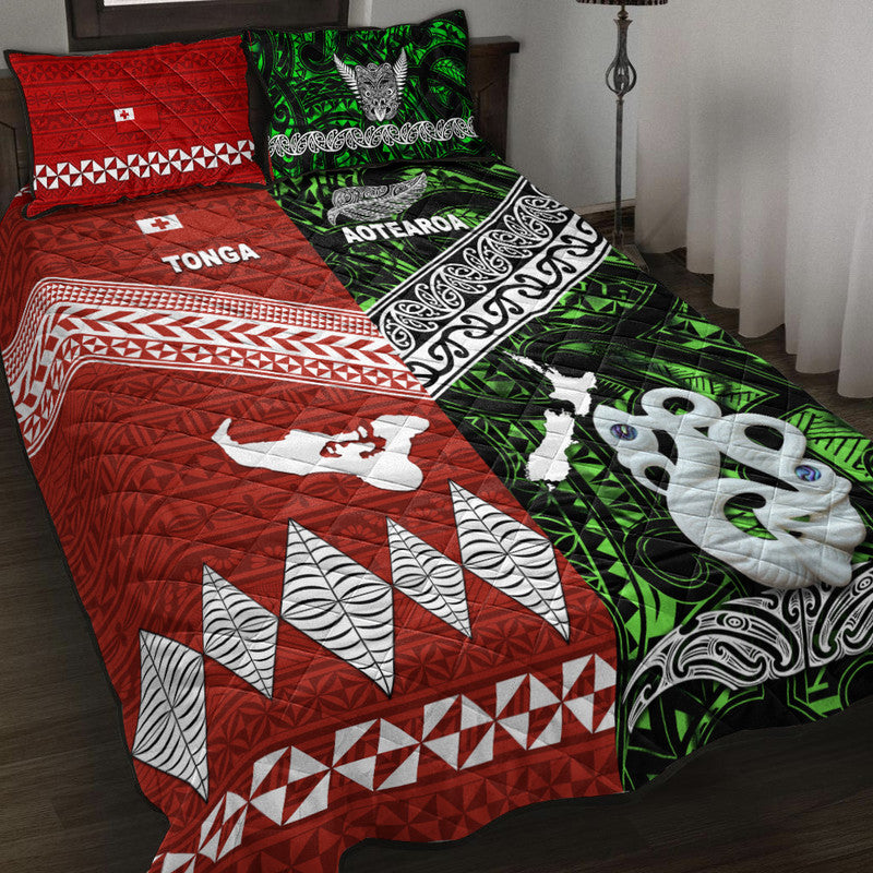 New Zealand And Tonga Quilt Bed Set Together - Green LT8 Green - Polynesian Pride