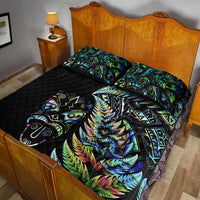 New Zealand Haka Rugby Maori Quilt Bed Set Silver Fern Vibes - Paua Shell LT8 - Polynesian Pride