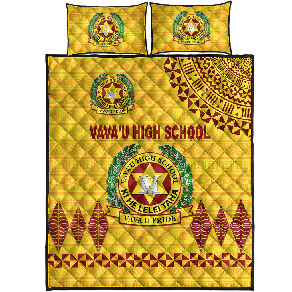 Tonga Vava'u High School Quilt Bed Set Simple Style - Yellow LT8 - Polynesian Pride