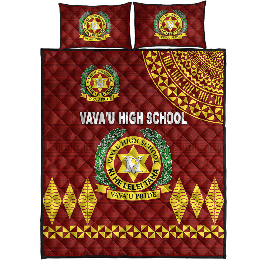 Tonga Vava'u High School Quilt Bed Set Simple Style - Maroon LT8 - Polynesian Pride