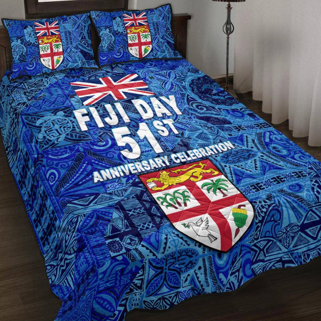 Fiji Day Quilt Bed Set Independence Anniversary Original Style LT8 Blue - Polynesian Pride