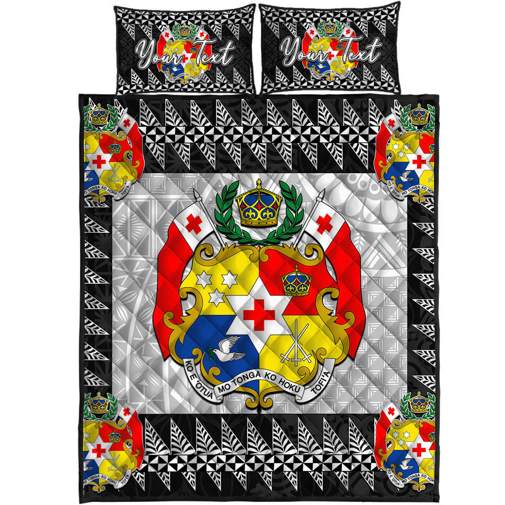 (Custom Personalised) Tonga Quilt Bed Set Black Style LT6 - Polynesian Pride