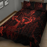 Hawaii Quilt Bed Set - King Of Hawaii With Hawaiian Girls Red Version - Polynesian Pride