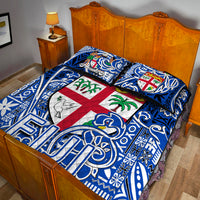 Fiji Quilt Bed Set Tapa Patterns Blue And White Style LT6 - Polynesian Pride