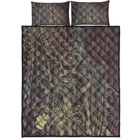 Hawaii Quilt Bed Set - King Of Hawaii With Hawaiian Girls Brown Version - Polynesian Pride