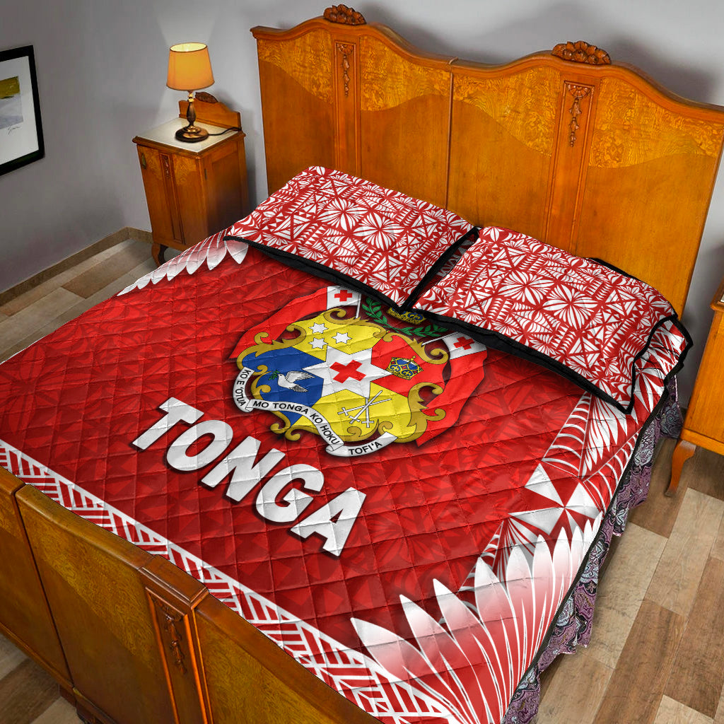 Tonga Coat Of Arms Quilt Bed Set Simplified Version - Red LT8 - Polynesian Pride