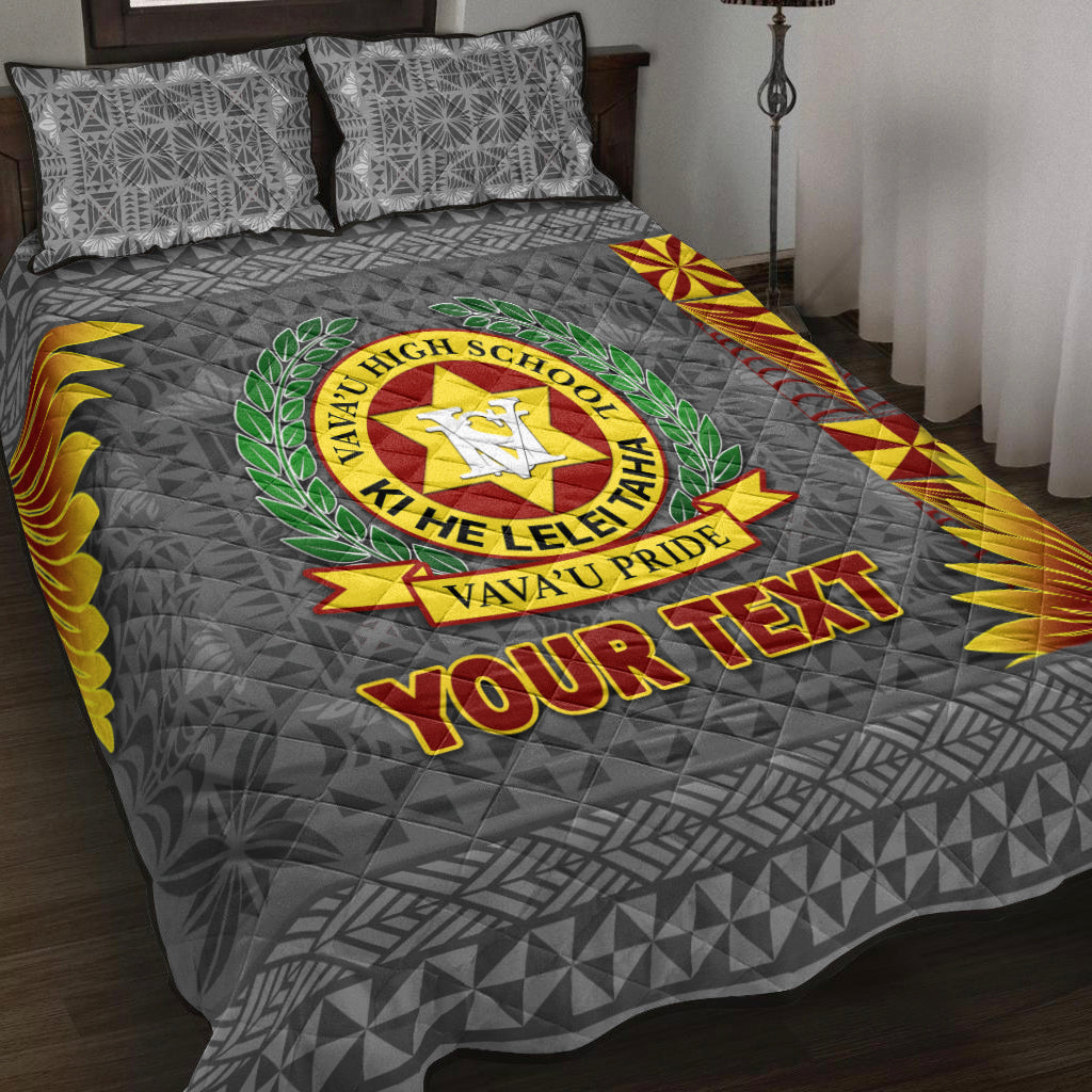 (Custom Personalised) Tonga Vava'u High School Quilt Bed Set Simplified Version - Grey LT8 Grey - Polynesian Pride