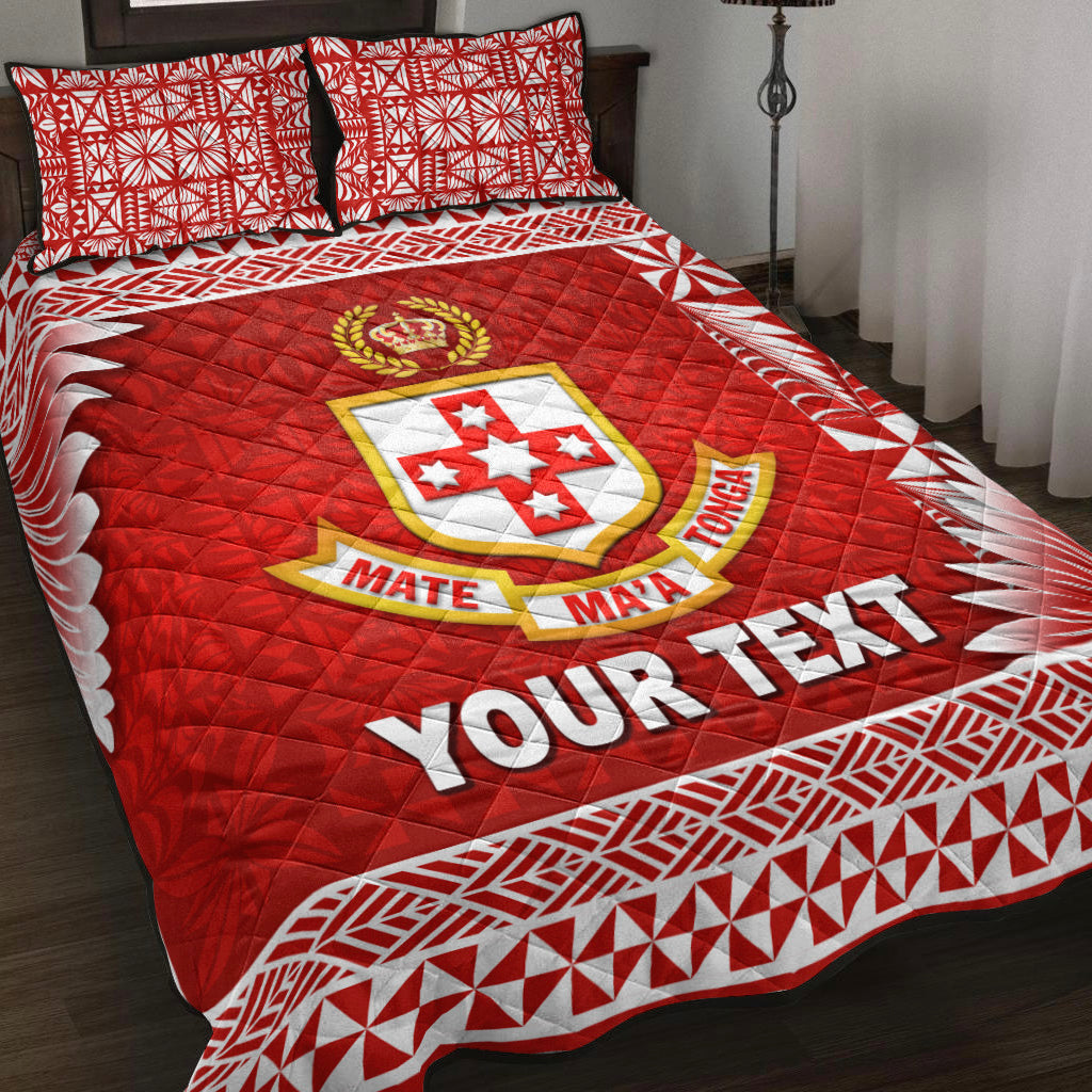 (Custom Personalised) Tonga Kolisi Tonga College Quilt Bed Set Simplified Version LT8 Red - Polynesian Pride