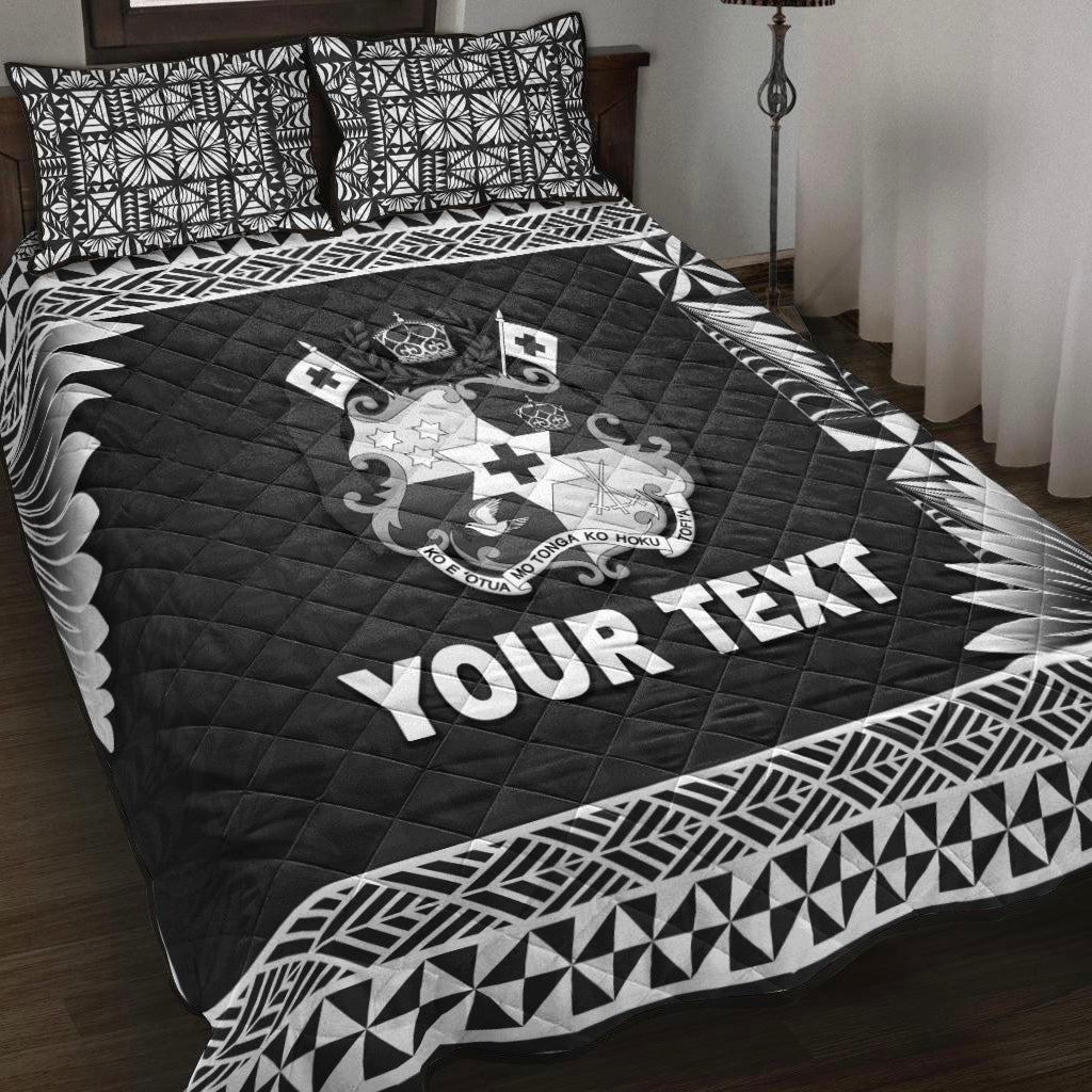 (Custom Personalised) Tonga Coat Of Arms Quilt Bed Set Simplified Version - Black LT8 Black - Polynesian Pride