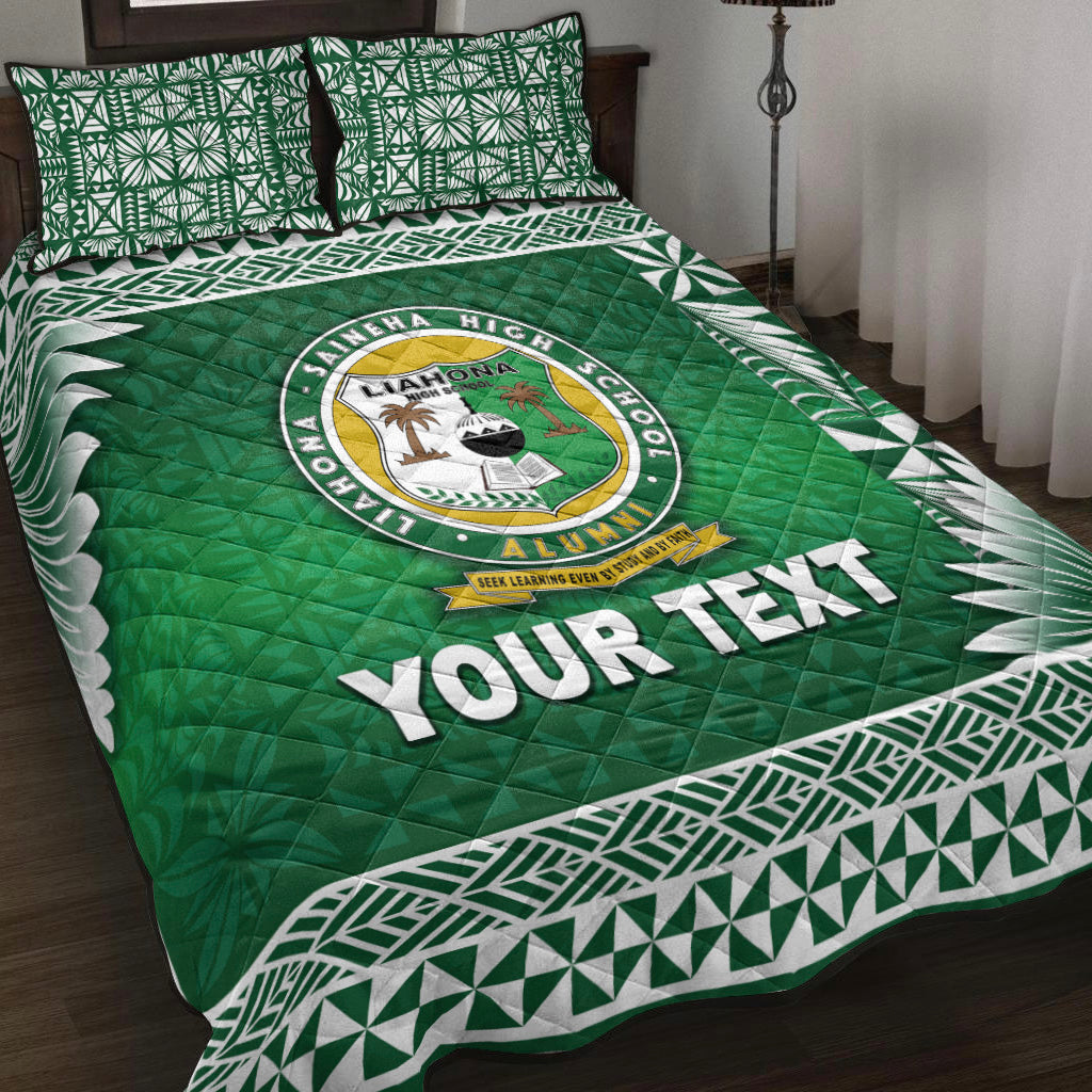 (Custom Personalised) Tonga Liahona High School Quilt Bed Set Simplified Version LT8 Green - Polynesian Pride