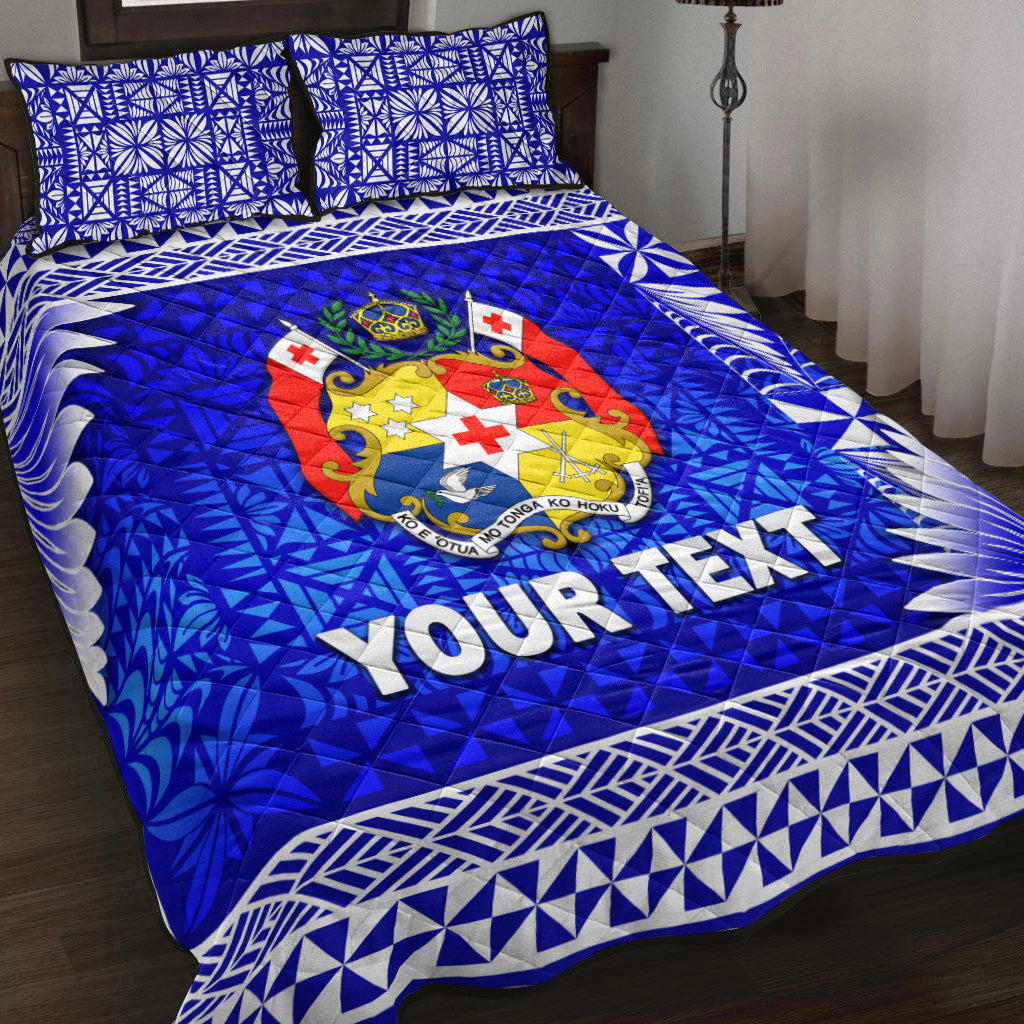(Custom Personalised) Tonga Coat Of Arms Quilt Bed Set Simplified Version - Blue LT8 Blue - Polynesian Pride