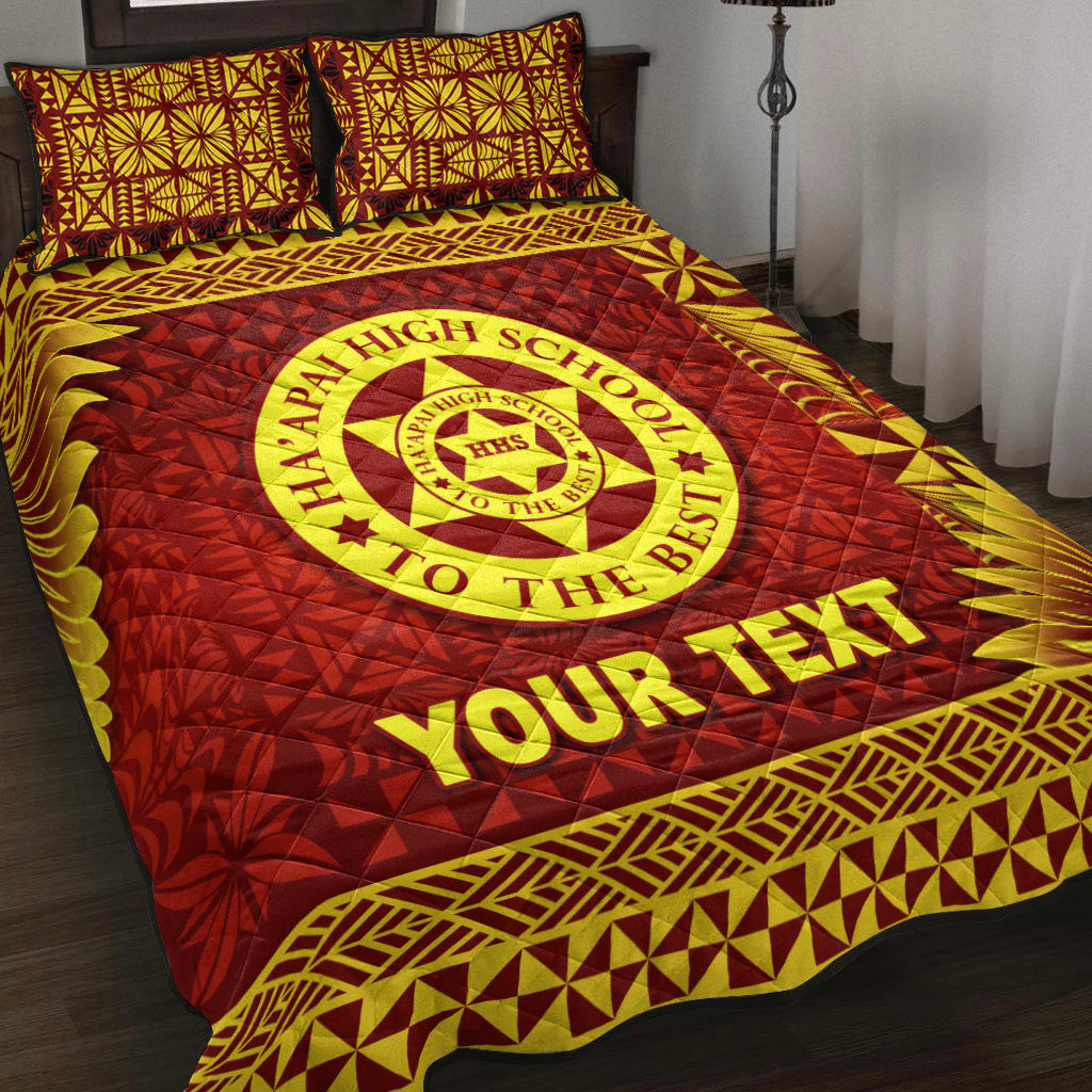 (Custom Personalised) Tonga Ha'apai High School Quilt Bed Set Simplified Version LT8 Maroon - Polynesian Pride