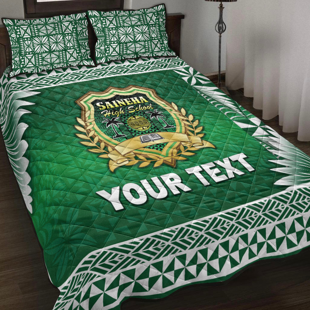(Custom Personalised) Tonga Saineha High School Quilt Bed Set Simplified Version LT8 Green - Polynesian Pride