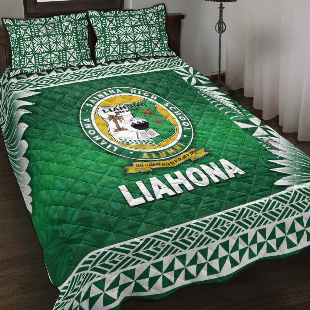 Tonga Liahona High School Quilt Bed Set Simplified Version LT8 Green - Polynesian Pride