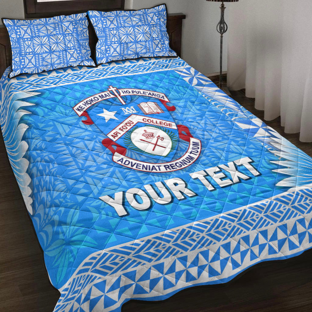 (Custom Personalised) Tonga Apifo'ou College Quilt Bed Set Simplified Version LT8 Blue - Polynesian Pride