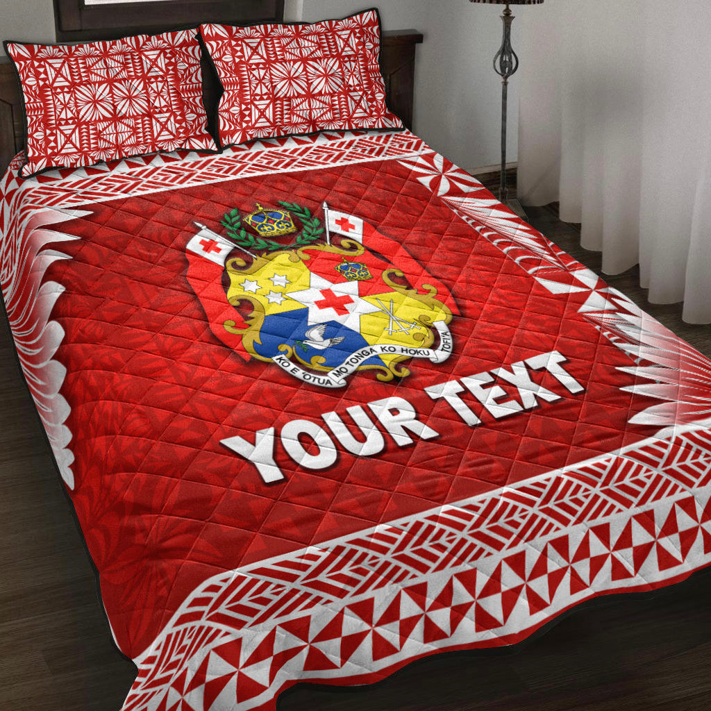 (Custom Personalised) Tonga Coat Of Arms Quilt Bed Set Simplified Version - Red LT8 Red - Polynesian Pride