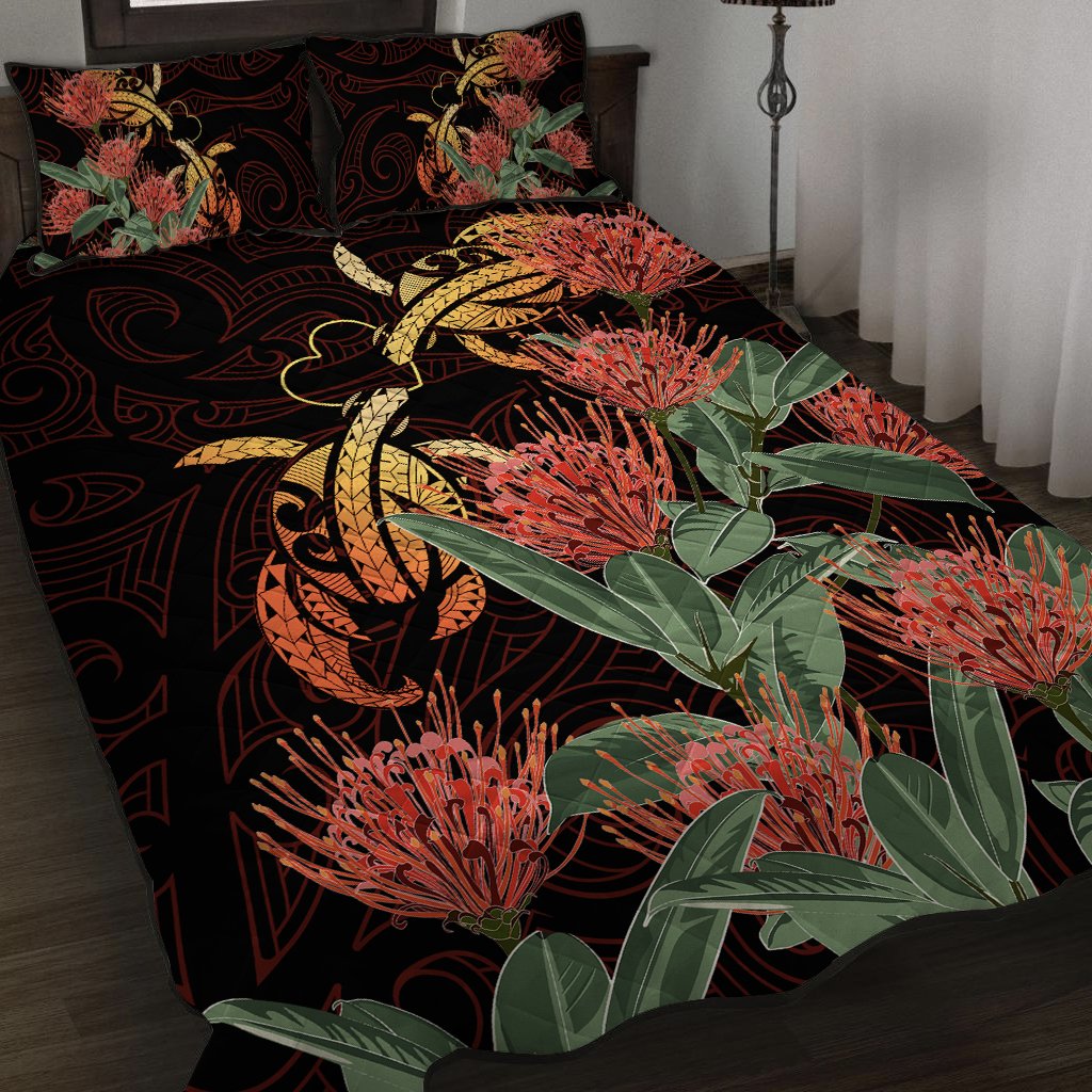 Hawaii Turtle Lehua Flower Polynesian Quilt Bed Set - Lehua Style - AH - Polynesian Pride