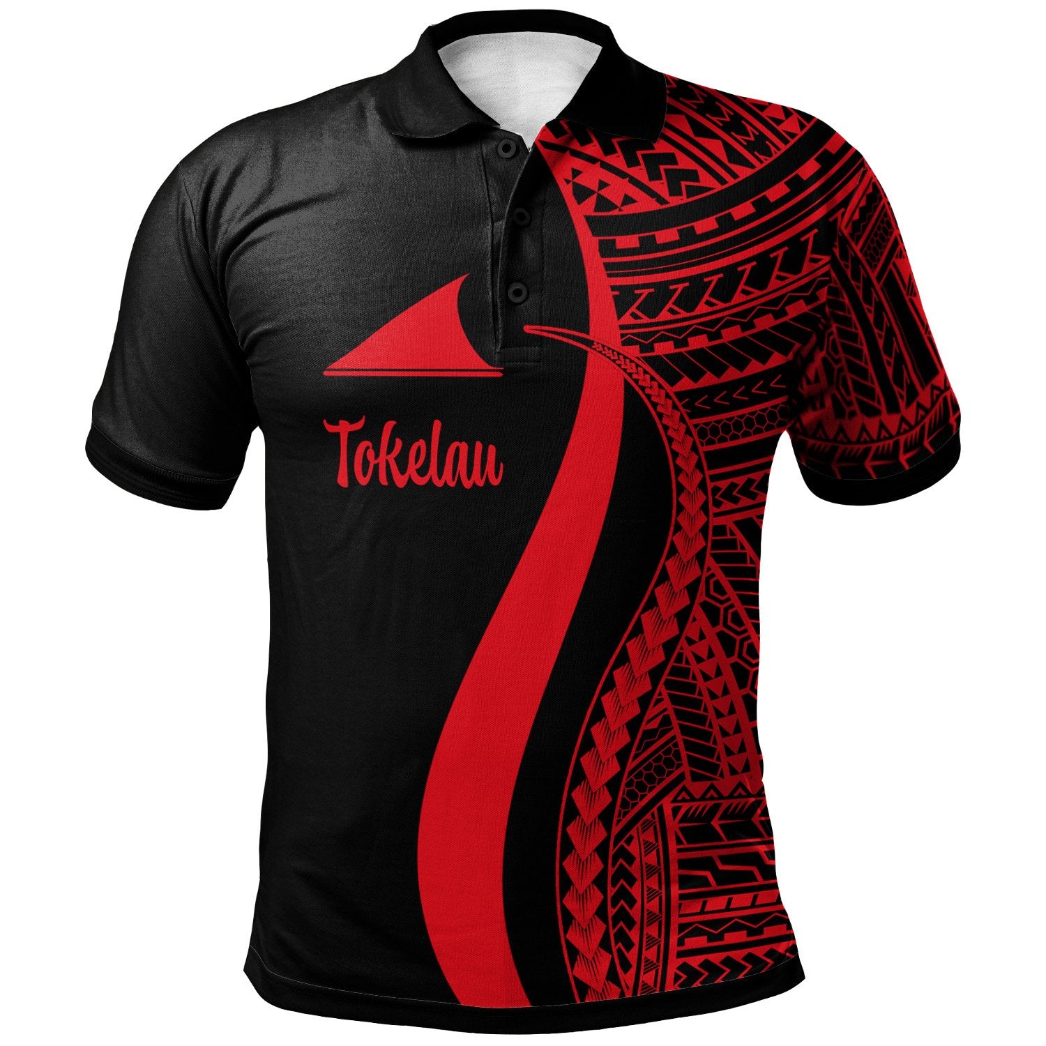 Tokelau Polo Shirt Red Polynesian Tentacle Tribal Pattern Unisex Red - Polynesian Pride