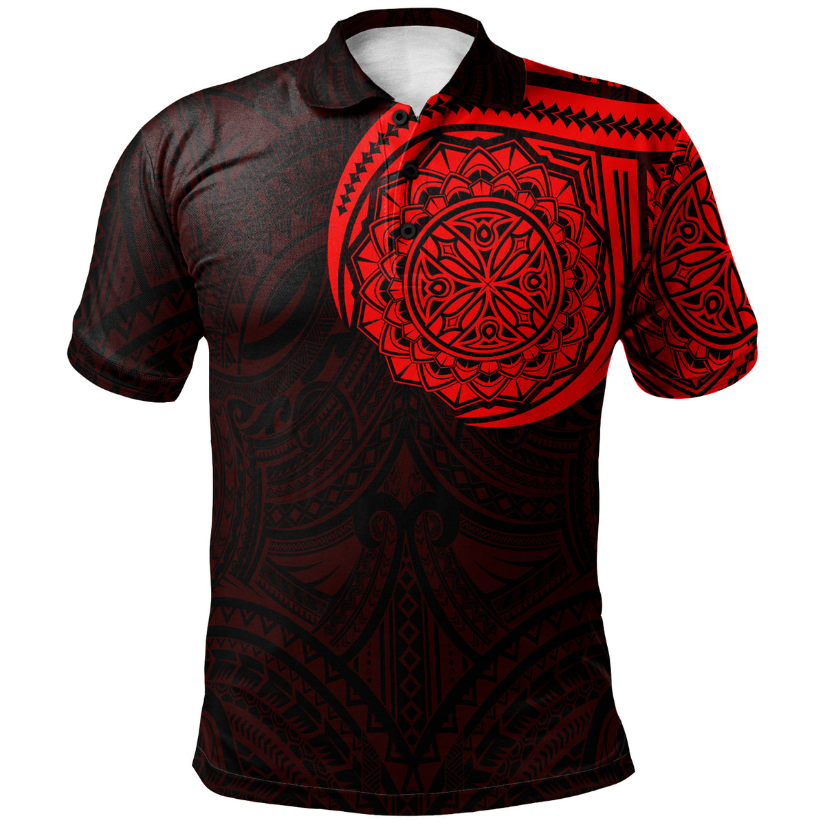 Polo Shirt Polynesian Flowers Tattoo Style - Polynesian Pride