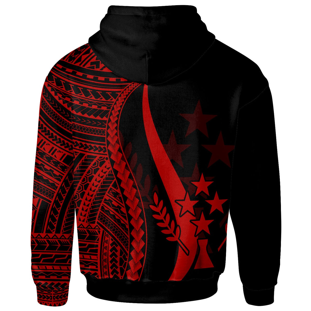 Kosrae Custom Hoodie Red Tentacle Tribal Pattern - Polynesian Pride