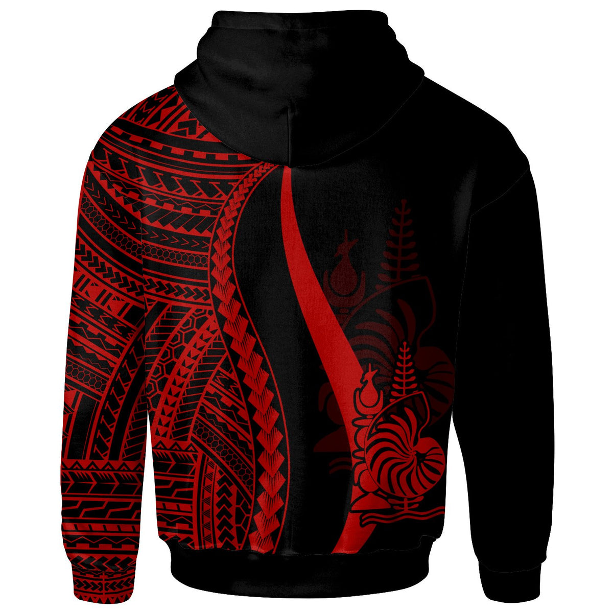 New Caledonia Zip up Hoodie Red Tentacle Tribal Pattern - Polynesian Pride