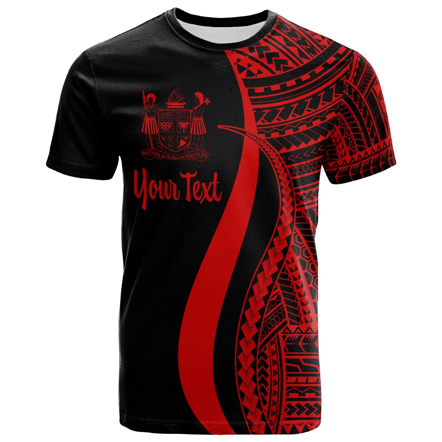 Fiji Custom T Shirt Red Polynesian Tentacle Tribal Pattern Crest Unisex Red - Polynesian Pride