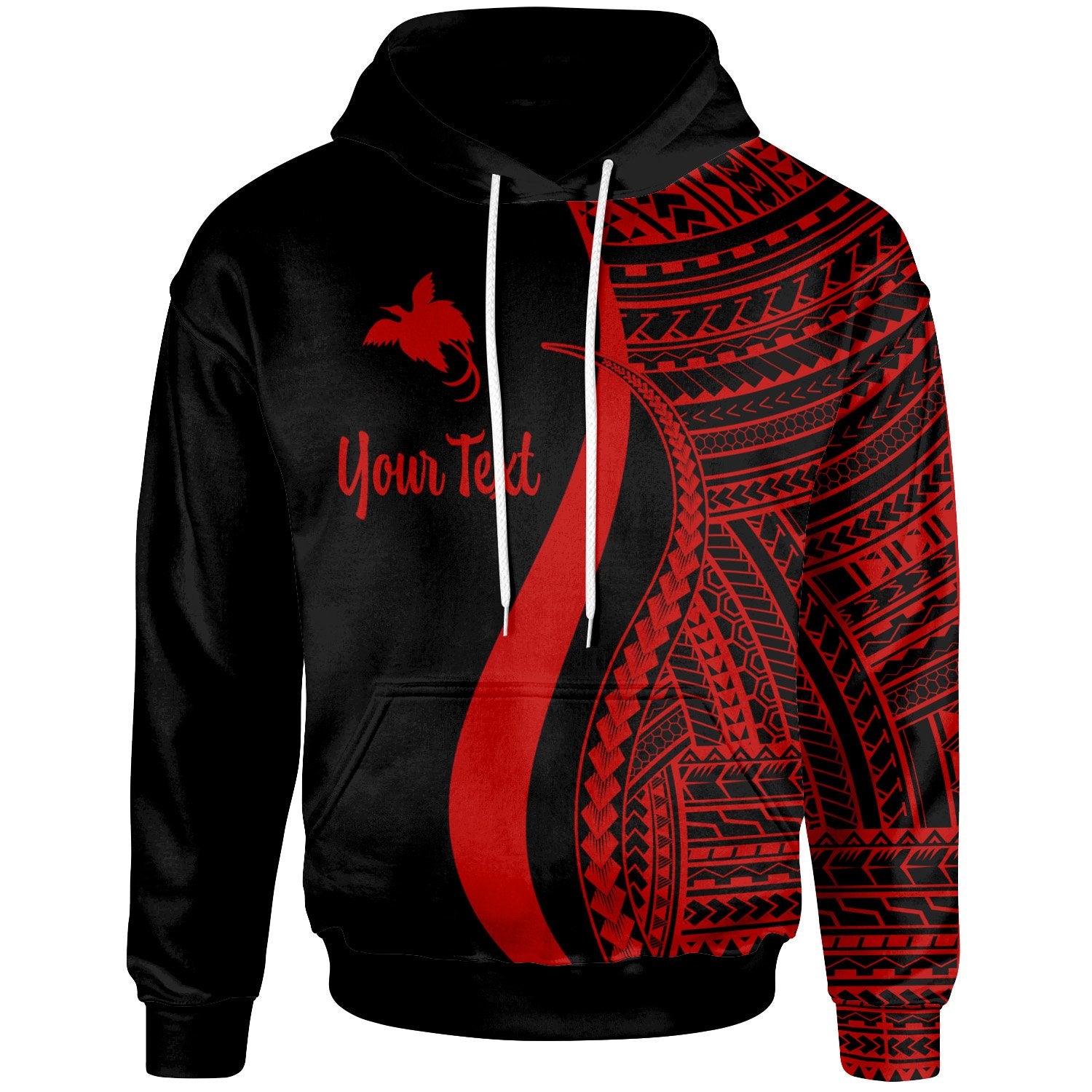 Papua New Guinea Custom Hoodie Red Tentacle Tribal Pattern Unisex Red - Polynesian Pride