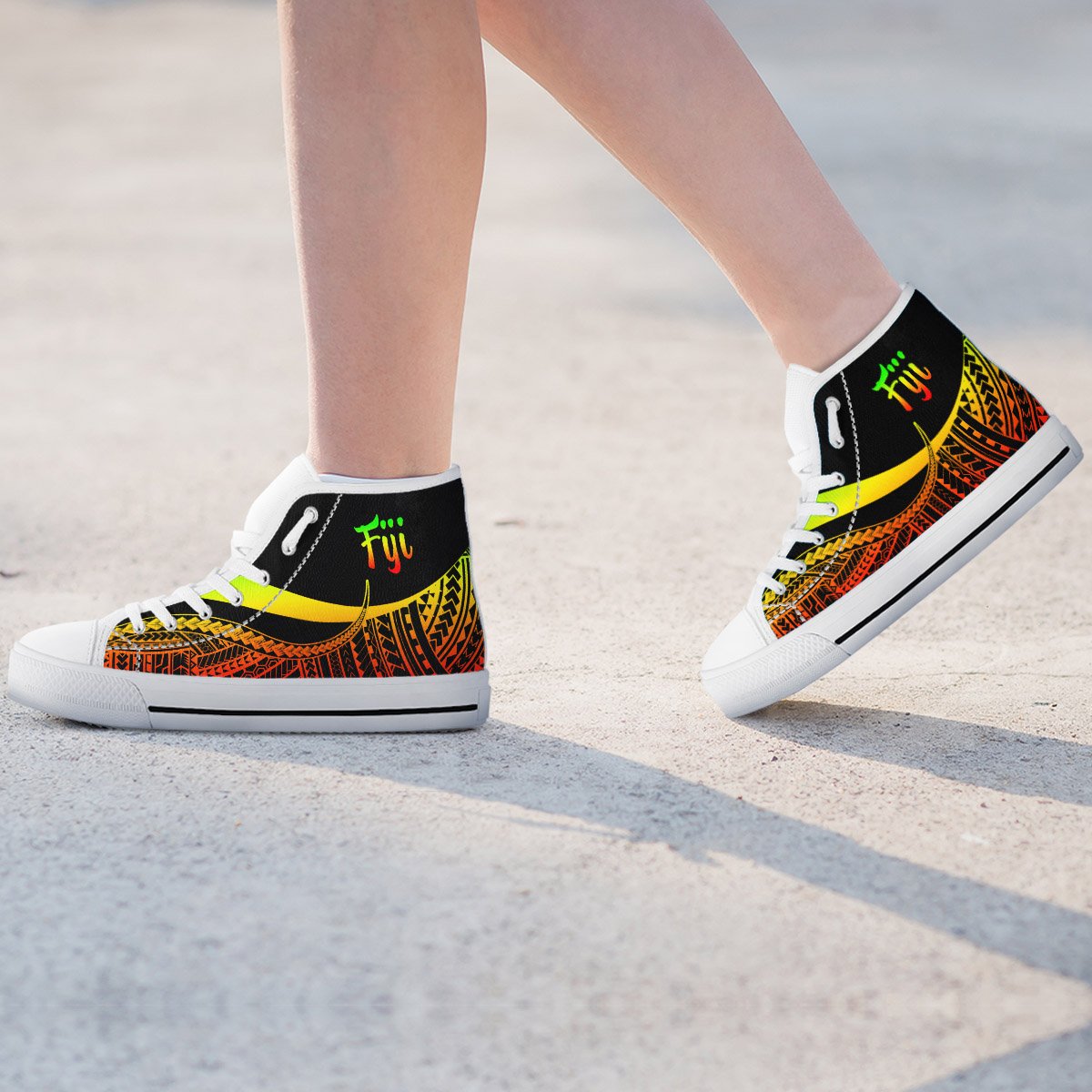 Fiji High Top Shoes Reggae - Polynesian Tentacle Tribal Pattern Crest - Polynesian Pride